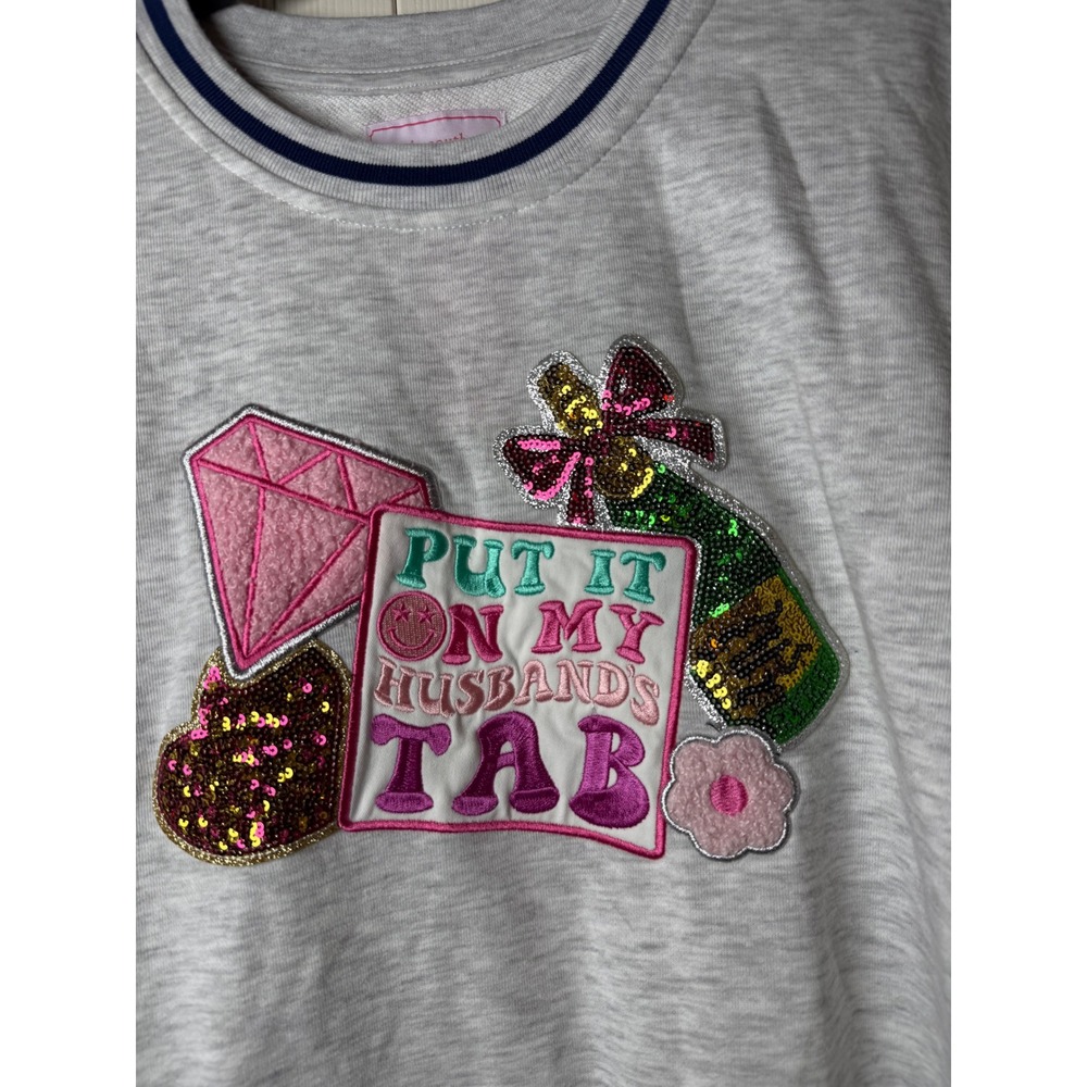 Simply Southern Just Put It On My Husband's Tab Crewneck Top XXL Embroidered - Picture 3 of 8
